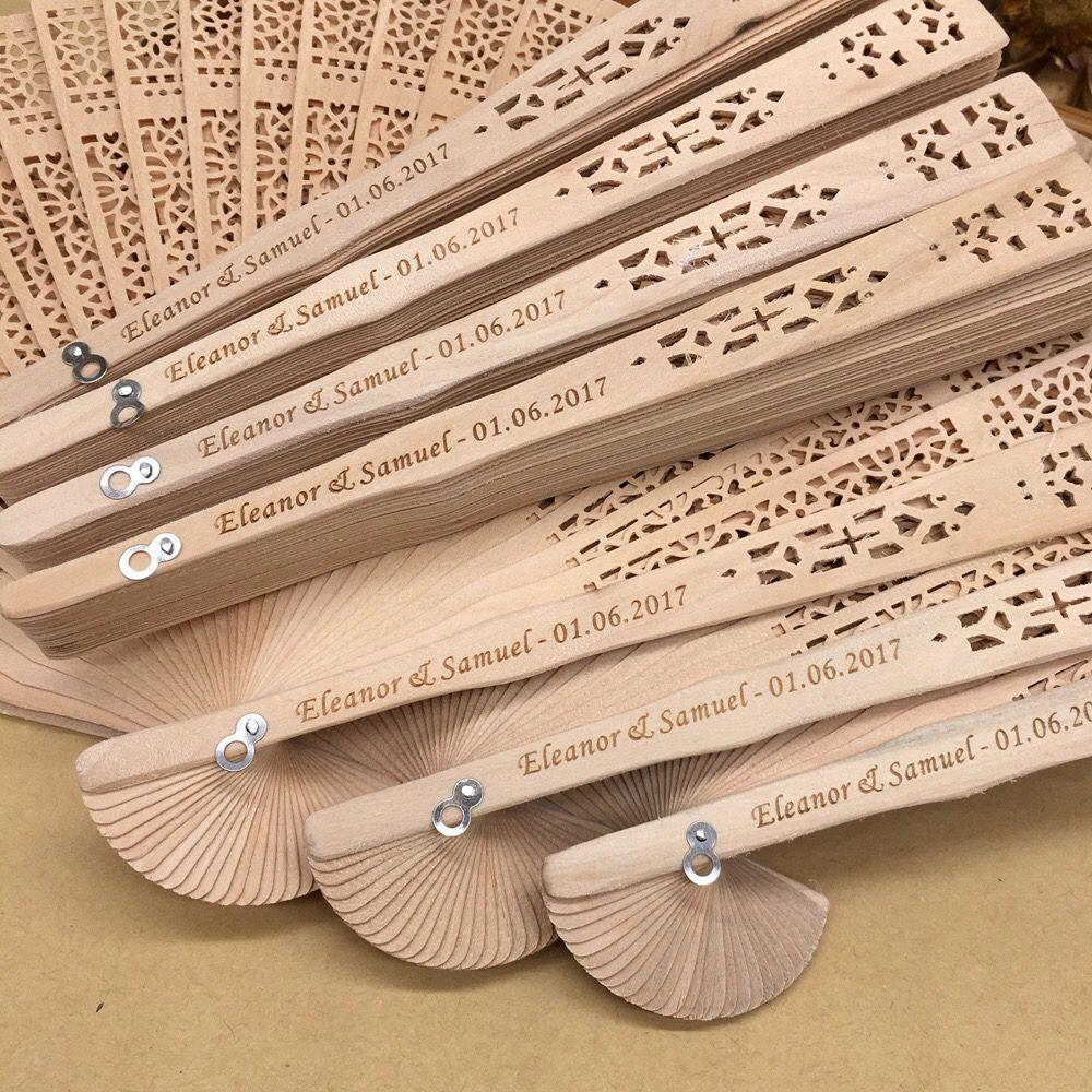 Custom logo wooden hand fans wedding fan favors with organza bag for party guests 200pcs lot ZZ
