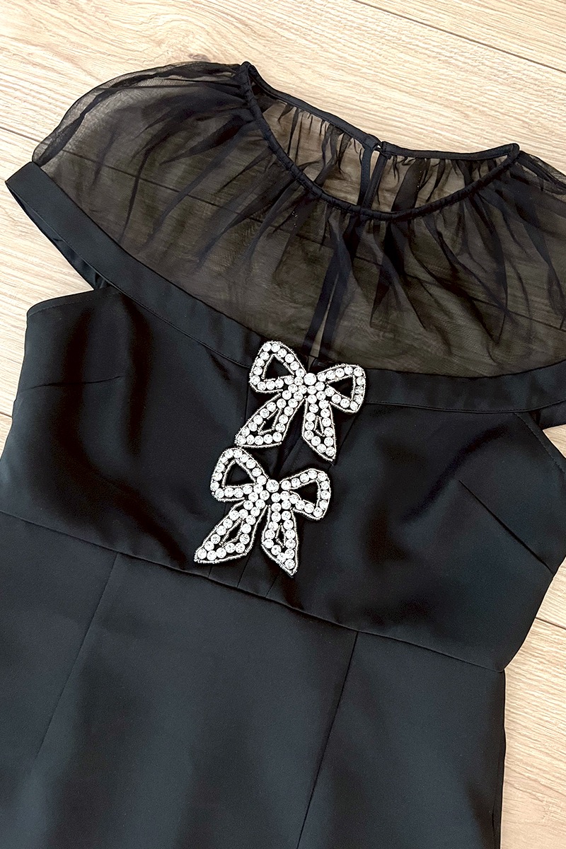 Self-Portr*ait Polyester A-line Mini Dress Bow Short Sleeve Fit Dress for Women