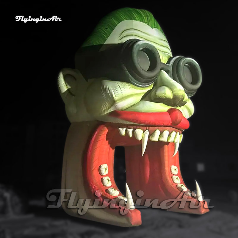 Scary Large Inflatable Vampire Dracula Head Tunnel 5m Halloween Cartoon Figure Model Air Blow Up Evil Demon Gate For Entrance Decoration
