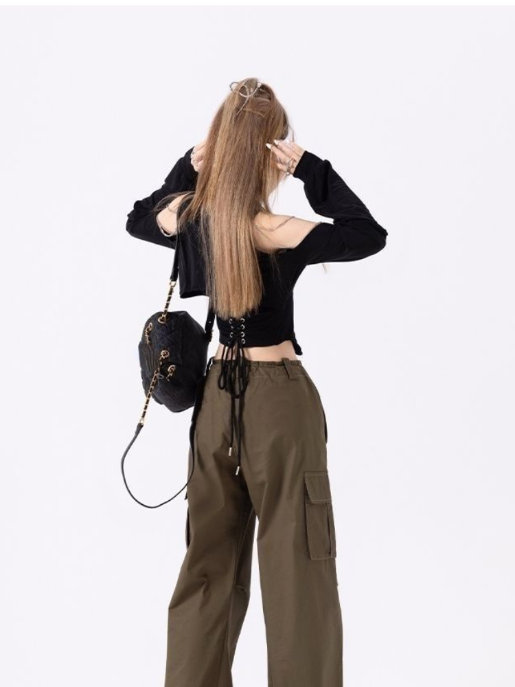 Women's Knits Tees Women Off Shoulder Chain Patch Long Sleeve Black Cardigan Crop Top Women Y2k Aesthetic Fairy Grunge Gothic Cardigans Korean Ch