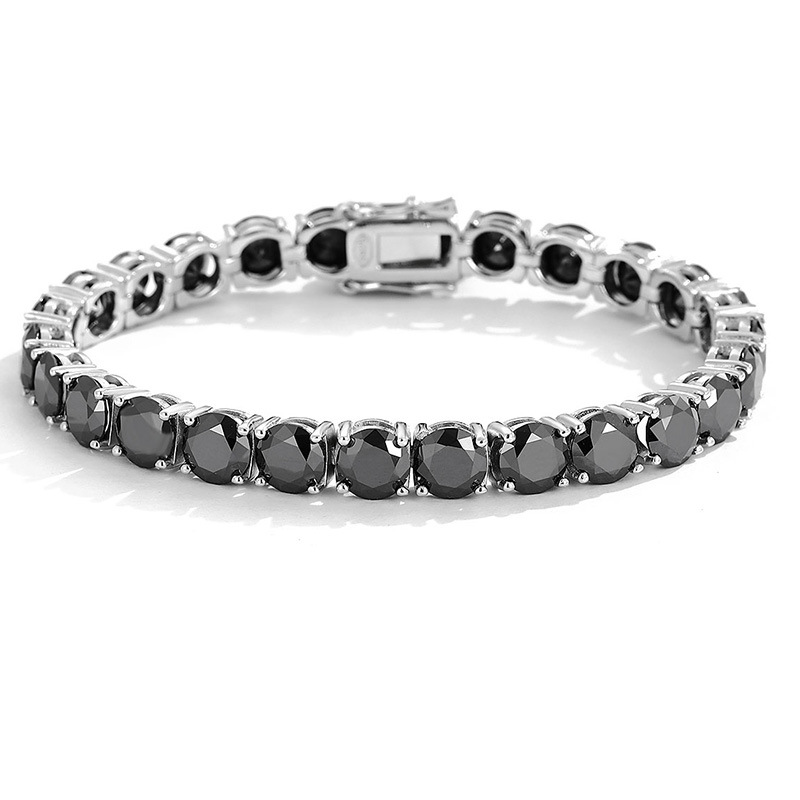 5.5mm 6.5mm Width 16/17/18/19/20cm Diamond Passed Test 925 Silver Black Square Moissanite Tennis Bracelet for Men Women Nice Gift