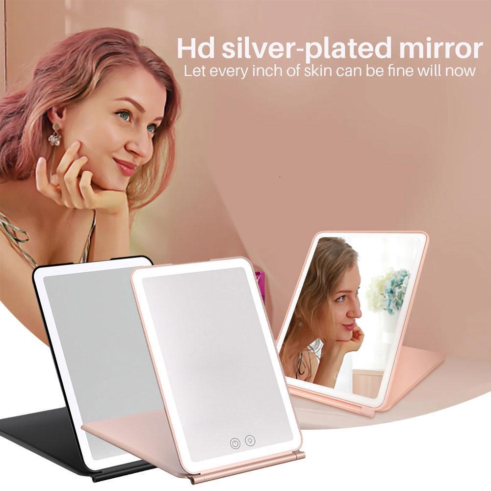 Compact Mirrors Folding LED Mirror Makeup Mirror Screen Light Portable Standing Vanity Mirroir 3 Colors Light Modes Cosmetics Make Up 230818