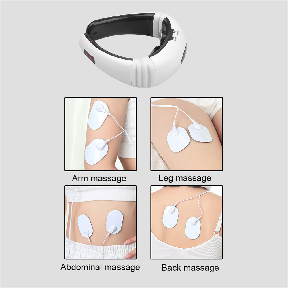 Other Massage Items Electric Neck Pulse Massager Far-infrared Heating 6 Mode Cervical Massage Device Pain Relief Tool Health Care Relaxation Machine 2