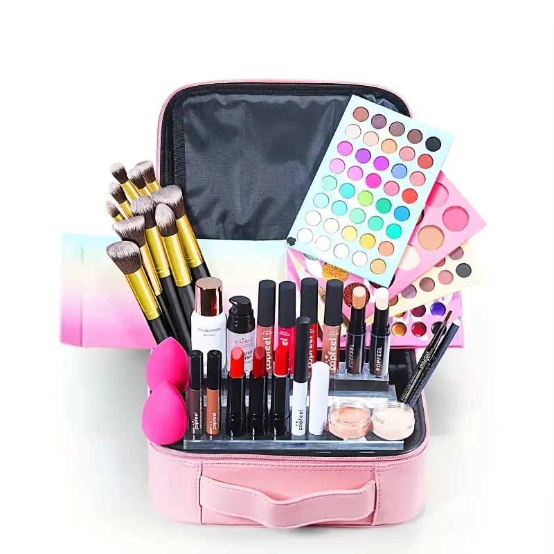 Complete Makeup Set for Beginners - Includes Eyeshadow, Lip Gloss, Foundation, Lipstick, and Concealer - Perfect for Creating a Flawless Look