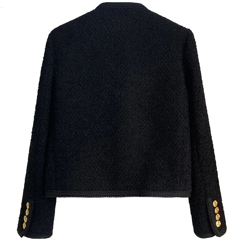 Womens Wool Blends Slim Tweed Short Jackets Blend Casual Vintage Coats Korean Fashion Casacos Chic In Outerwears Elegant Chaquetas 230818