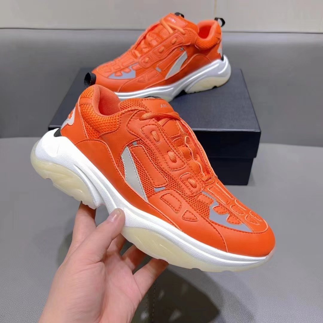 Men's bone brand casual shoes with black and red tops, high-grade and high-quality stitching leather, classic style rubber AMI sneakers 40-45