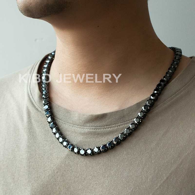 Gorgeous Sterg Sier Plated 8mm Round Cut Black Moissanite Tennis Chain