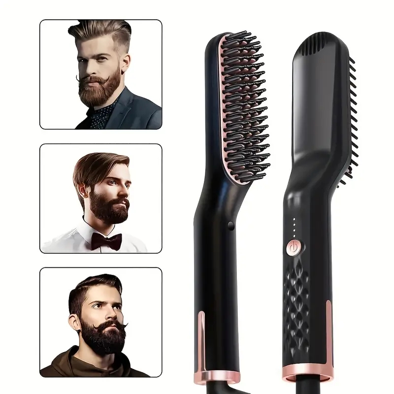 Heated Beard Straightener for Men - Smooth and Shiny Beard in Minutes - Perfect Gift for Grooming Enthusiasts