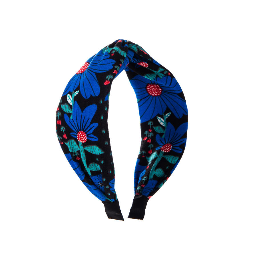 Minimalist Headband Embroidered Twisted Hair Hoop Printed Fabric Art Head Bands in 3 Colors FG194