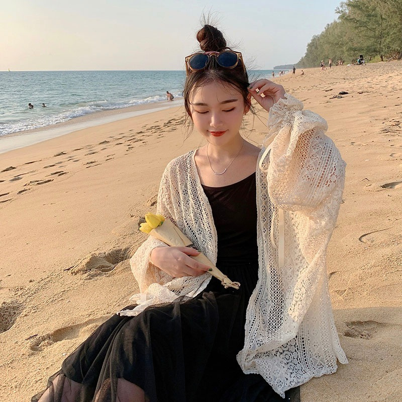 Women's Knits Tees Cardigan Women Hollow Out Thin Summer Sweet Preppy Style Ulzzang Solid All-match Korean Style Femme Simple Chic Daily Mujer To