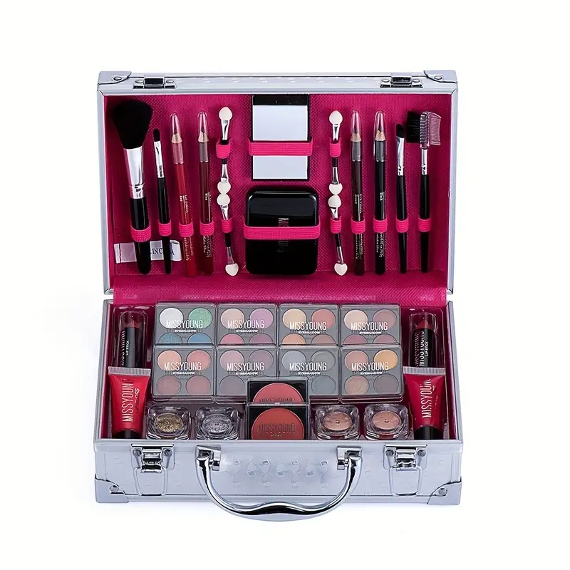 Beautiful Makeup Kit Eyeshadow Palette Lipstick Blush Lip Gloss With Brush High Pigmented Long Lasting Cosmetics Set Gift Box ( 56 Pcs)