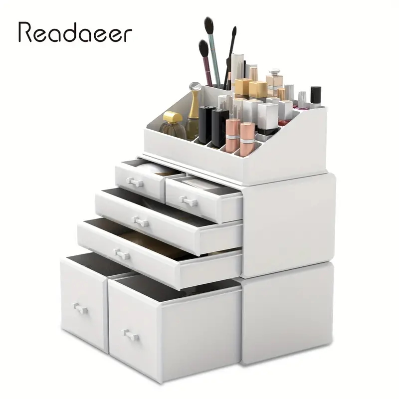 Makeup Organizer Acrylic 3 Pieces Cosmetic Storage Drawers Jewelry Display Box With 6 Drawers For Dresser, Bathroom, Vanity & Countertop Stackable Hol
