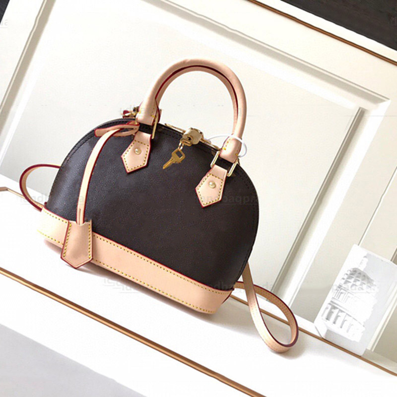 Top Alma Handbag Designer Womens Shoulder Bag Pm Bb Size Luxury Handbags Genuine Leather Brown Flowers Checked Crossbody Bags For Women 10A Quality Clutch Purses