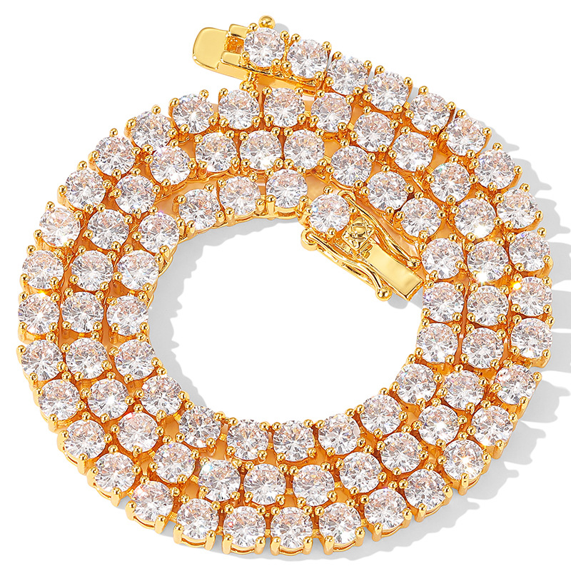designer necklaces women titanium steel plated gold tennis chain necklace 4MM wide 1 row diamond iced out chains men rapper hip hop designer jewelry w