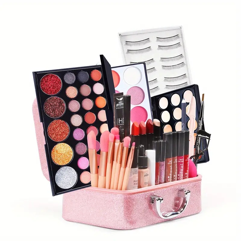 Full Range Makeup Kit with Sponge and Brushes - Perfect for Travel and Gifting - Ideal for Eyeshadow, Foundation, Lip Gloss, and More