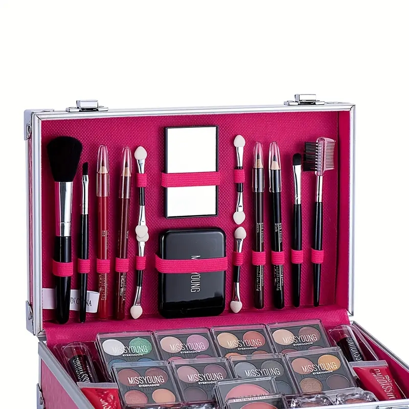 Beautiful Makeup Kit Eyeshadow Palette Lipstick Blush Lip Gloss With Brush High Pigmented Long Lasting Cosmetics Set Gift Box ( 56 Pcs)