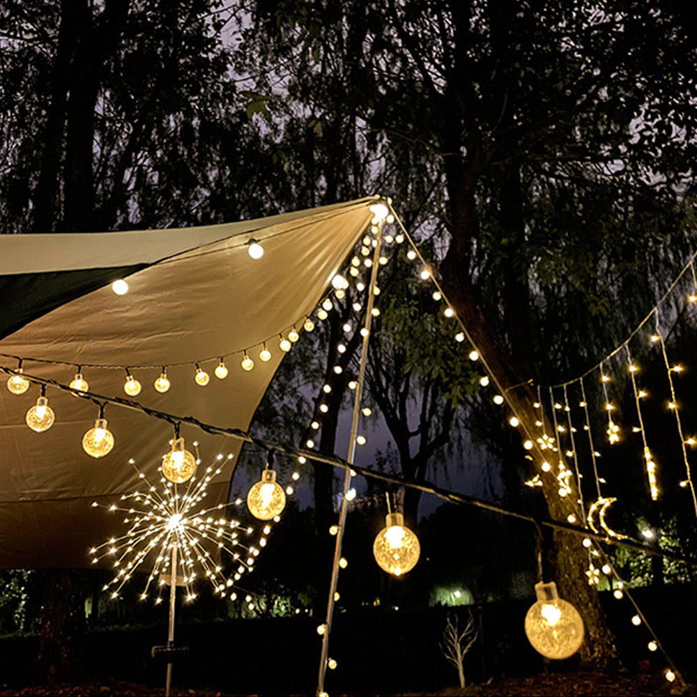 Solar String Lights Outdoor 200 Led Crystal Globe Lights Waterproof Solar Festoon Fairy Light for Garden Christmas Ramadan Decor