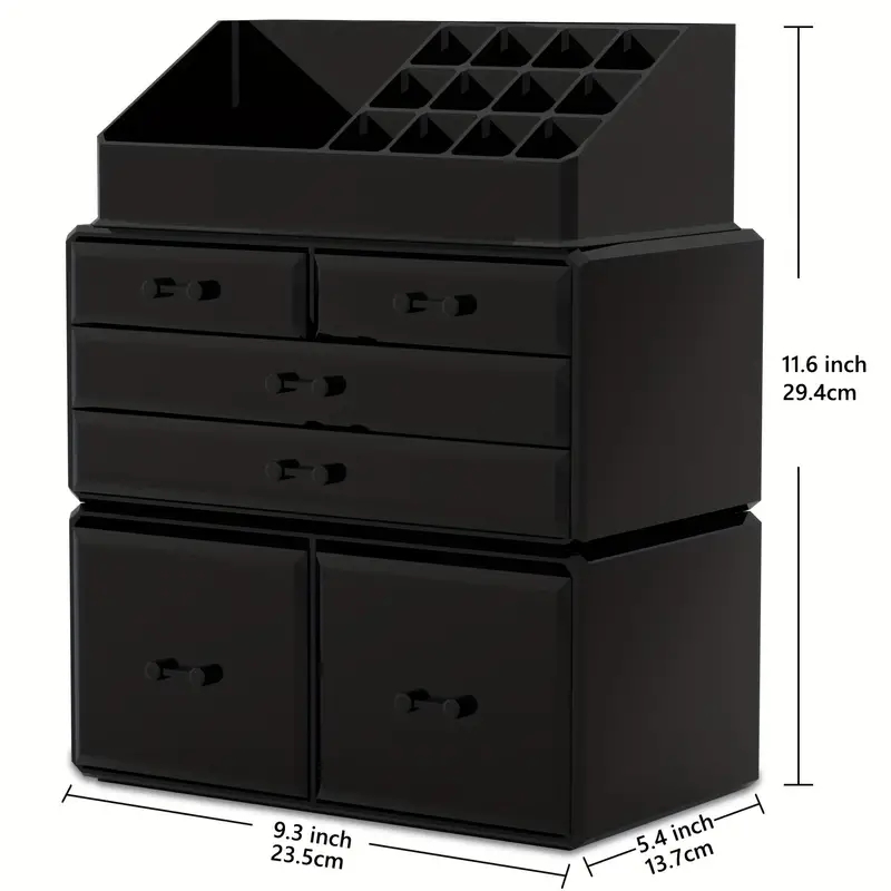Makeup Organizer Acrylic 3 Pieces Cosmetic Storage Drawers Jewelry Display Box With 6 Drawers For Dresser, Bathroom, Vanity & Countertop Stackable Hol