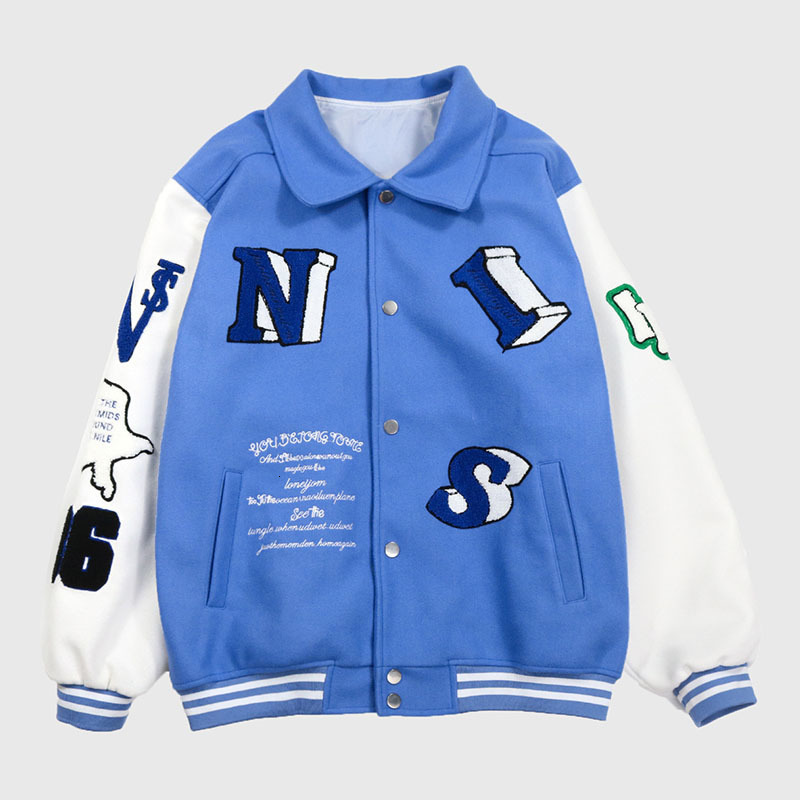 Mens Jackets Skeleton Flocking Baseball Jacket Men Women Blue Hip Hop Streetwear Patchwork Varsity Loose Bomber College Coats Unisex 230818