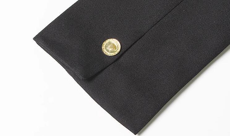 Womens Jackets Women Black Blazer With Golden Safety Pin Trims Slim Long sleeved Blazers 230818