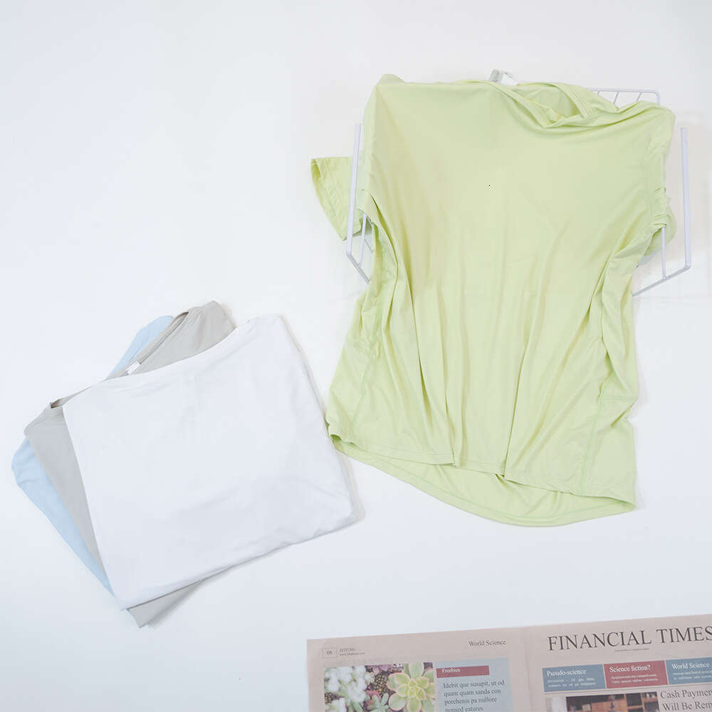 Women Summer Back in ActioN Short Sleeve T-shirts Loose Elastic Quick Dried Ice Silk Round Neck Short Sleeve Fiess Yoga Dance Sports Top New