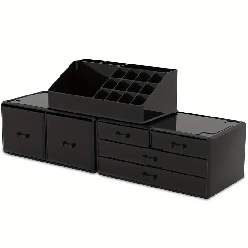 Makeup Organizer Acrylic 3 Pieces Cosmetic Storage Drawers Jewelry Display Box With 6 Drawers For Dresser, Bathroom, Vanity & Countertop Stackable Hol