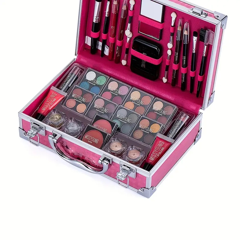 Beautiful Makeup Kit Eyeshadow Palette Lipstick Blush Lip Gloss With Brush High Pigmented Long Lasting Cosmetics Set Gift Box ( 56 Pcs)