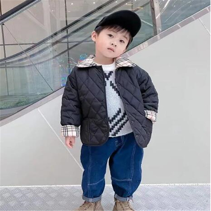 Kids Cotton Coat Toddler Baby Boys Girl Outwear Two-Sided Fashion Winter Jacket New Plaid Childrens Clothes