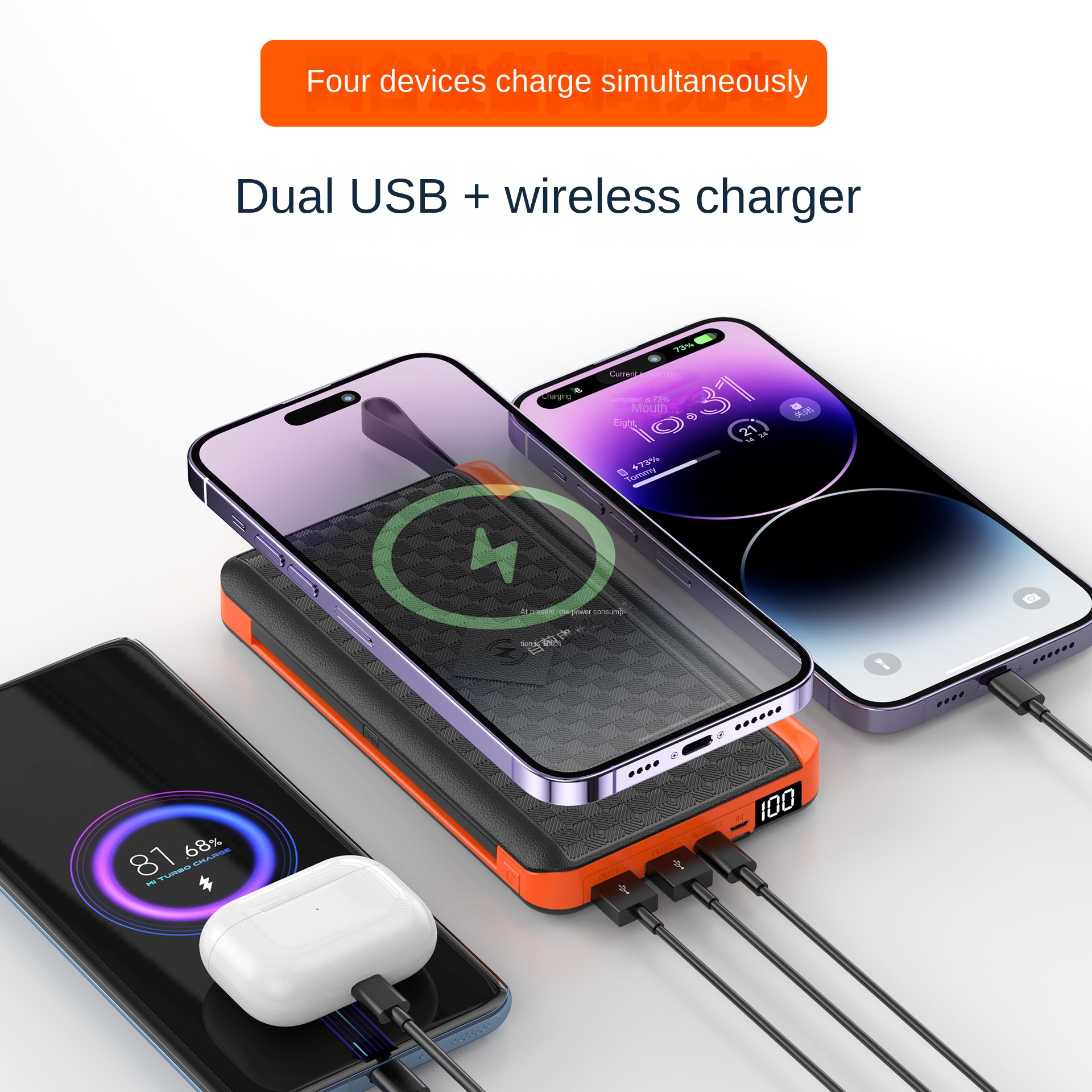 7000 10000 20000mAh Power Bank with Lamp LED Display Fast Charging Powerbank Solar Portable Charger Wireless USB-C Quick Charging Waterproof Backup Ba