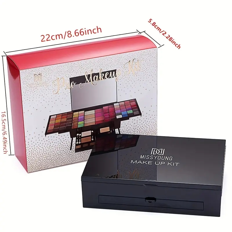 90 colors Piano Makeup Set - Includes Eyeshadow, Blush, Contouring, and Matching Brushes - Complete Makeup Kit with Mirror