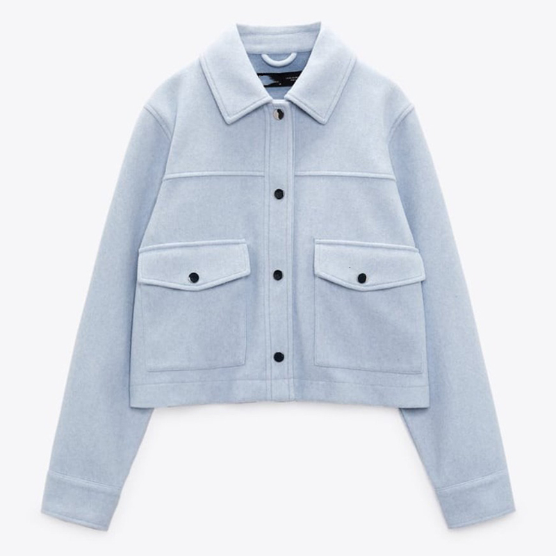 Women s Jackets 2023 Spring Autumn Button Turndown Collar Baseball Jacket Short Fashion Solid Outwear with Pockets 230818