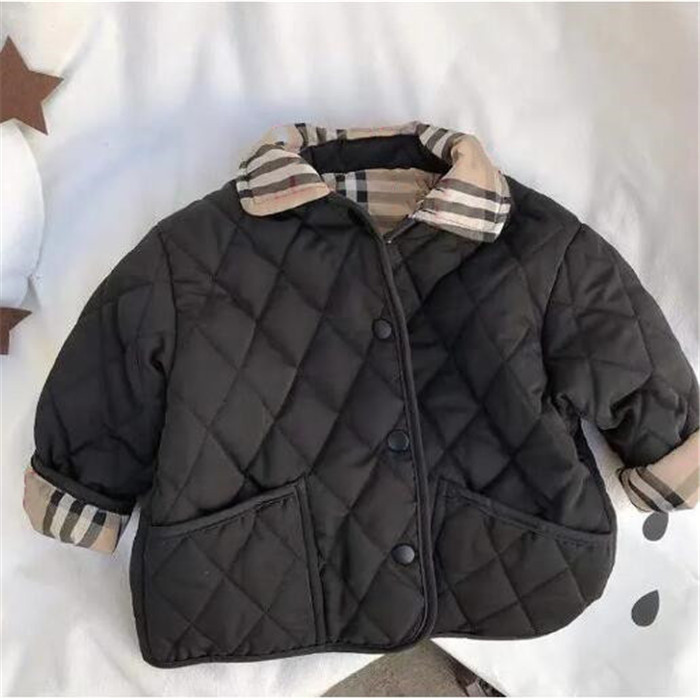Kids Cotton Coat Toddler Baby Boys Girl Outwear Two-Sided Fashion Winter Jacket New Plaid Childrens Clothes