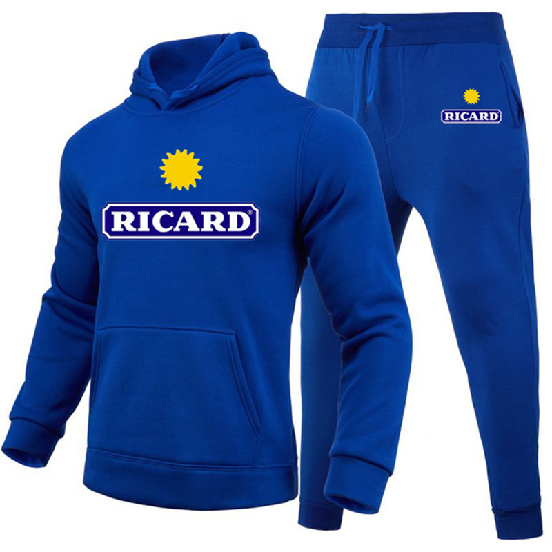 Mens Tracksuits Ricard Sweatshirt Pants 2 Piece Set Casual Sportswear Hoodies Wear Autumn And Winter Suit 230818