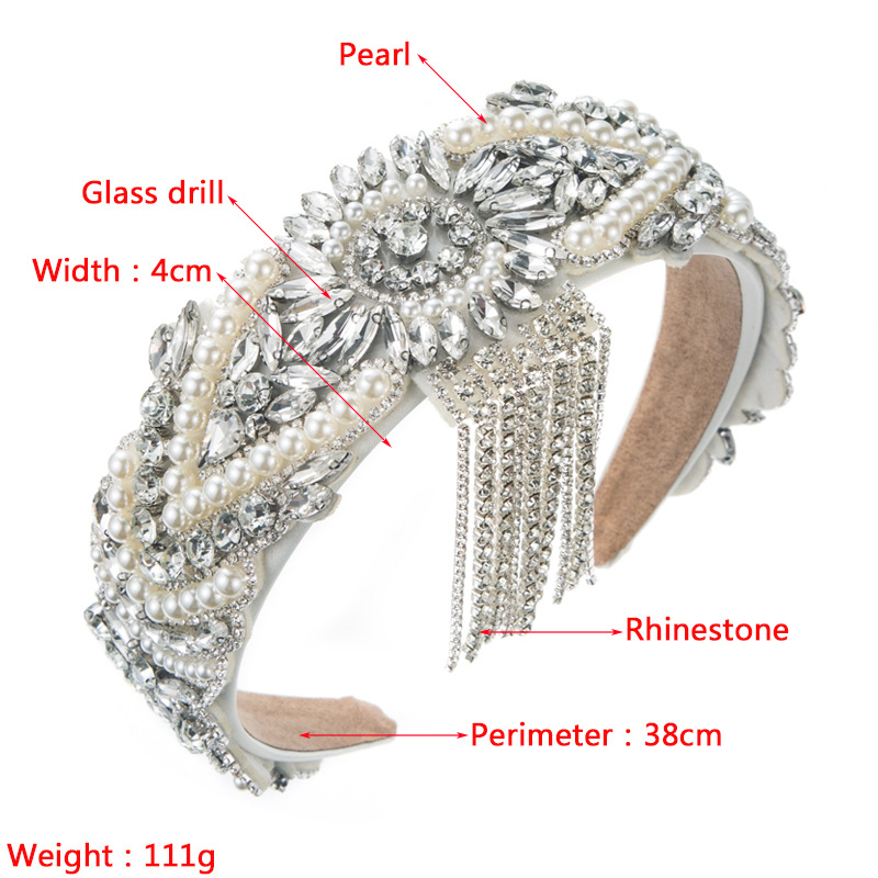 Baroque Hair Hoop Headband Iced Out Bridal Head Band For Ladies Women Girls FG785-B