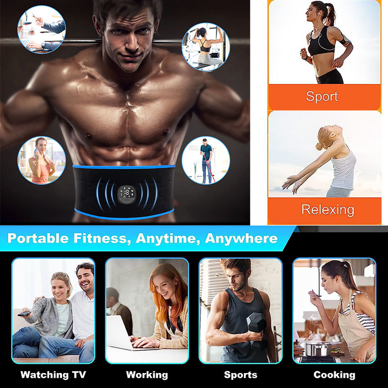 Core Abdominal Trainers EMS Muscle Stimulator Abdominal Toning Belt Fitness Training Gear Waist Ab Trainer Workout Equipment Body Slimming For Mem Wom