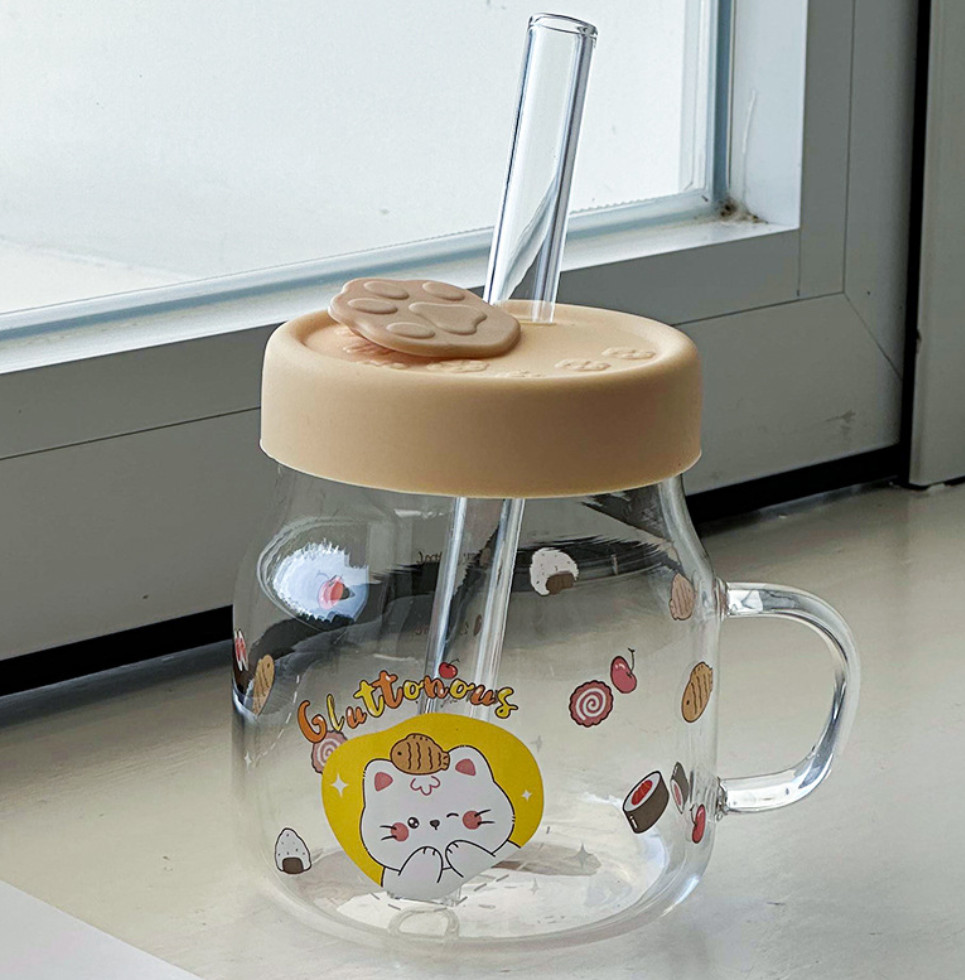 The latest 17oz with a lid with a straw glass coffee mug, many styles choose, support customization of any logo