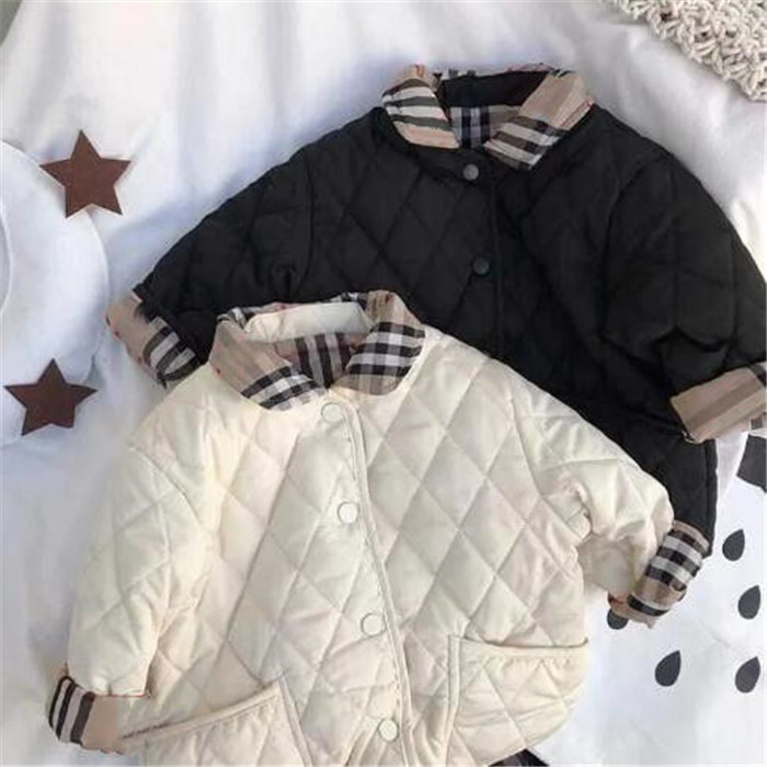 Kids Cotton Coat Toddler Baby Boys Girl Outwear Two-Sided Fashion Winter Jacket New Plaid Childrens Clothes