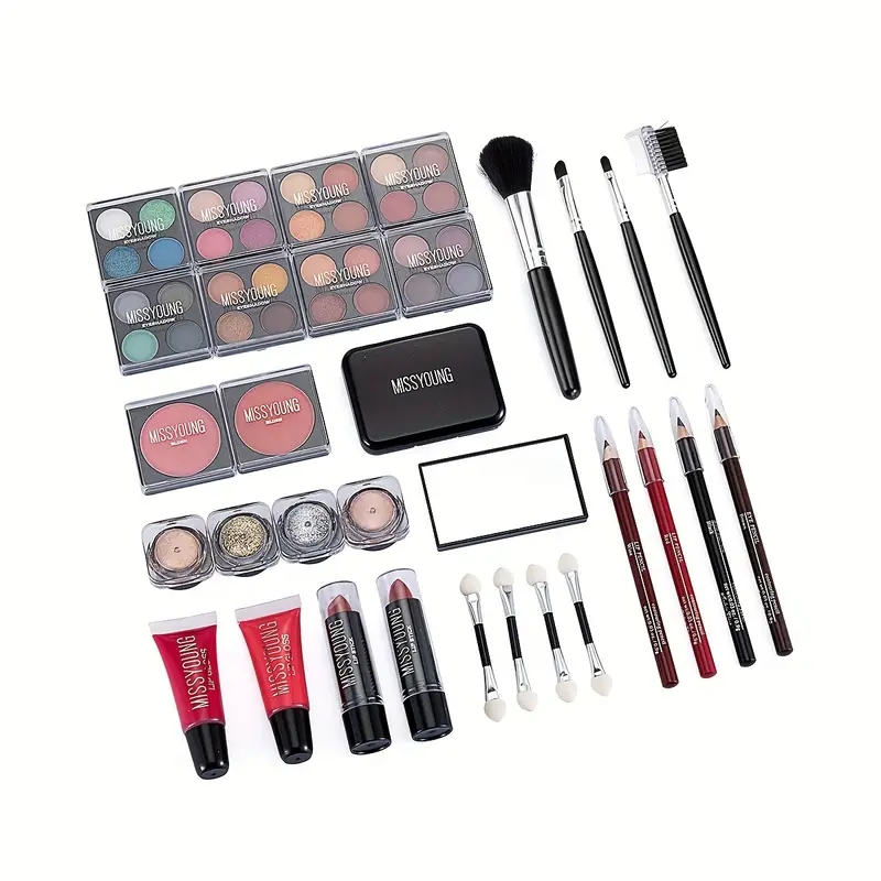 Beautiful Makeup Kit Eyeshadow Palette Lipstick Blush Lip Gloss With Brush High Pigmented Long Lasting Cosmetics Set Gift Box ( 56 Pcs)