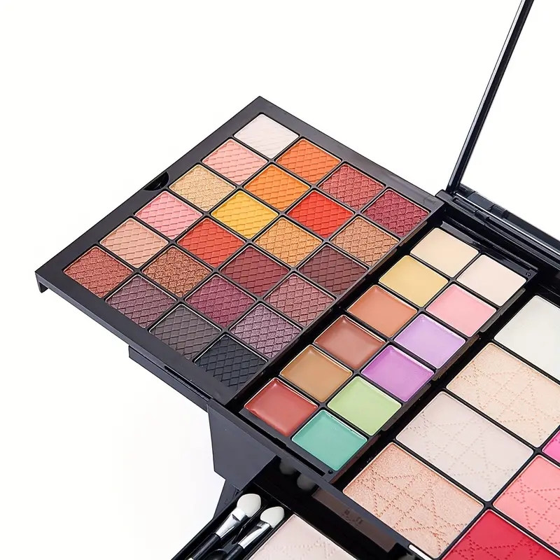 90 colors Piano Makeup Set - Includes Eyeshadow, Blush, Contouring, and Matching Brushes - Complete Makeup Kit with Mirror