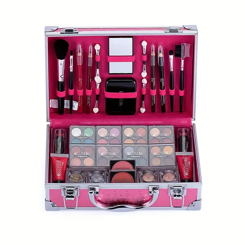 Beautiful Makeup Kit Eyeshadow Palette Lipstick Blush Lip Gloss With Brush High Pigmented Long Lasting Cosmetics Set Gift Box ( 56 Pcs)