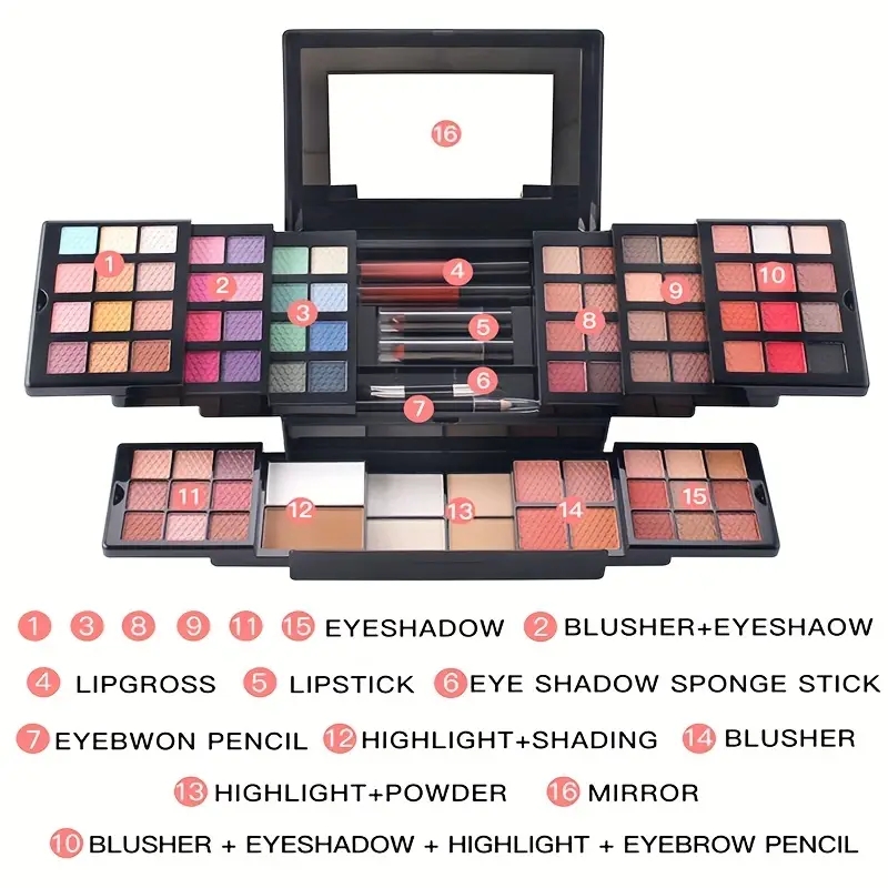 Full Set Multi-Color Eyeshadow Palette with Shimmer, Matte, and Decolorize Options - Perfect Gift for Makeup Lovers