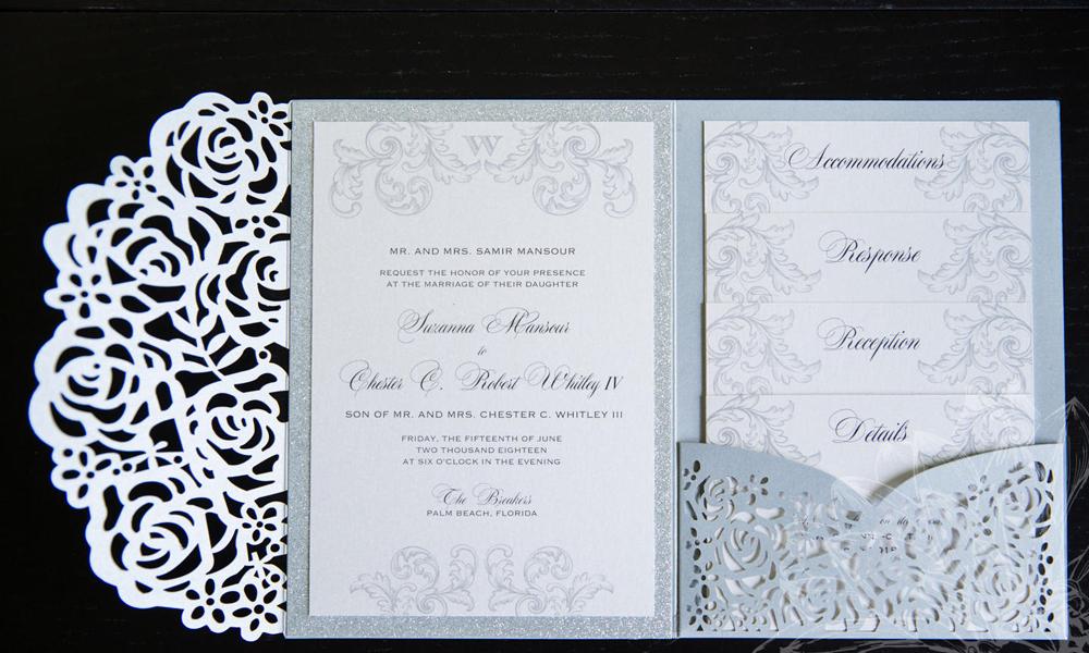 Creative Rose Laser Cut Wedding Invitation Card DIY Shiny Wedding Invitations for Quinceanera Birthday SweetZZ