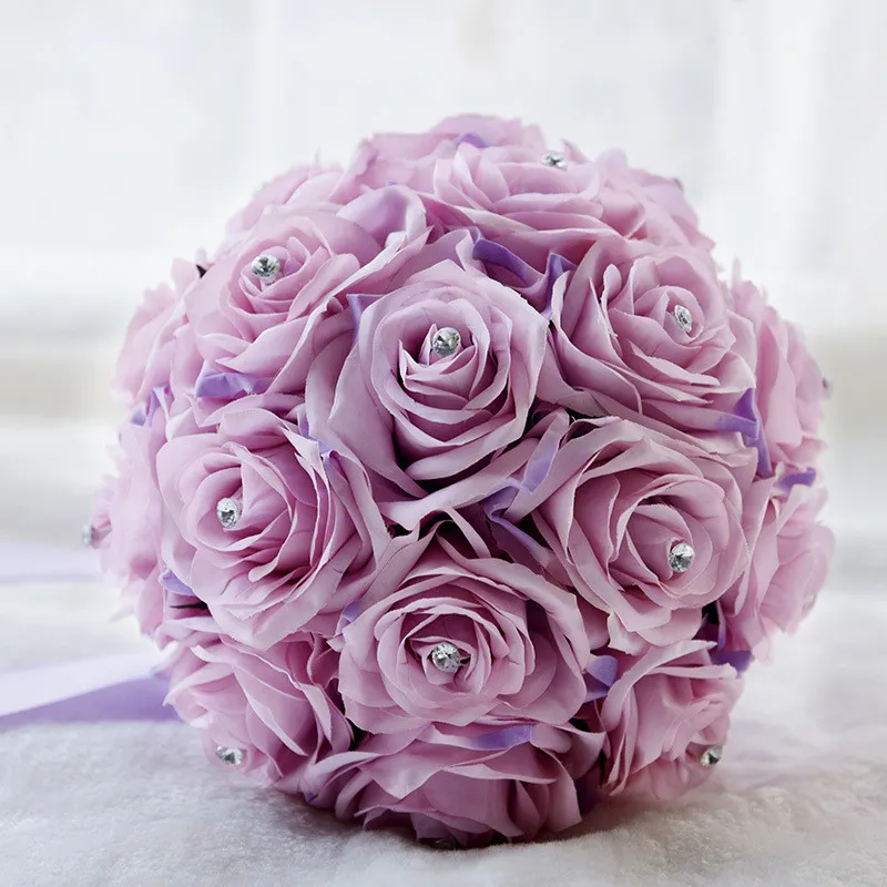 Bridal Red Rose Bouquet Romantic Bride Artificial Flowers Bouquets Home Wedding Decoration Wedding Bouquet with CrystalZZ