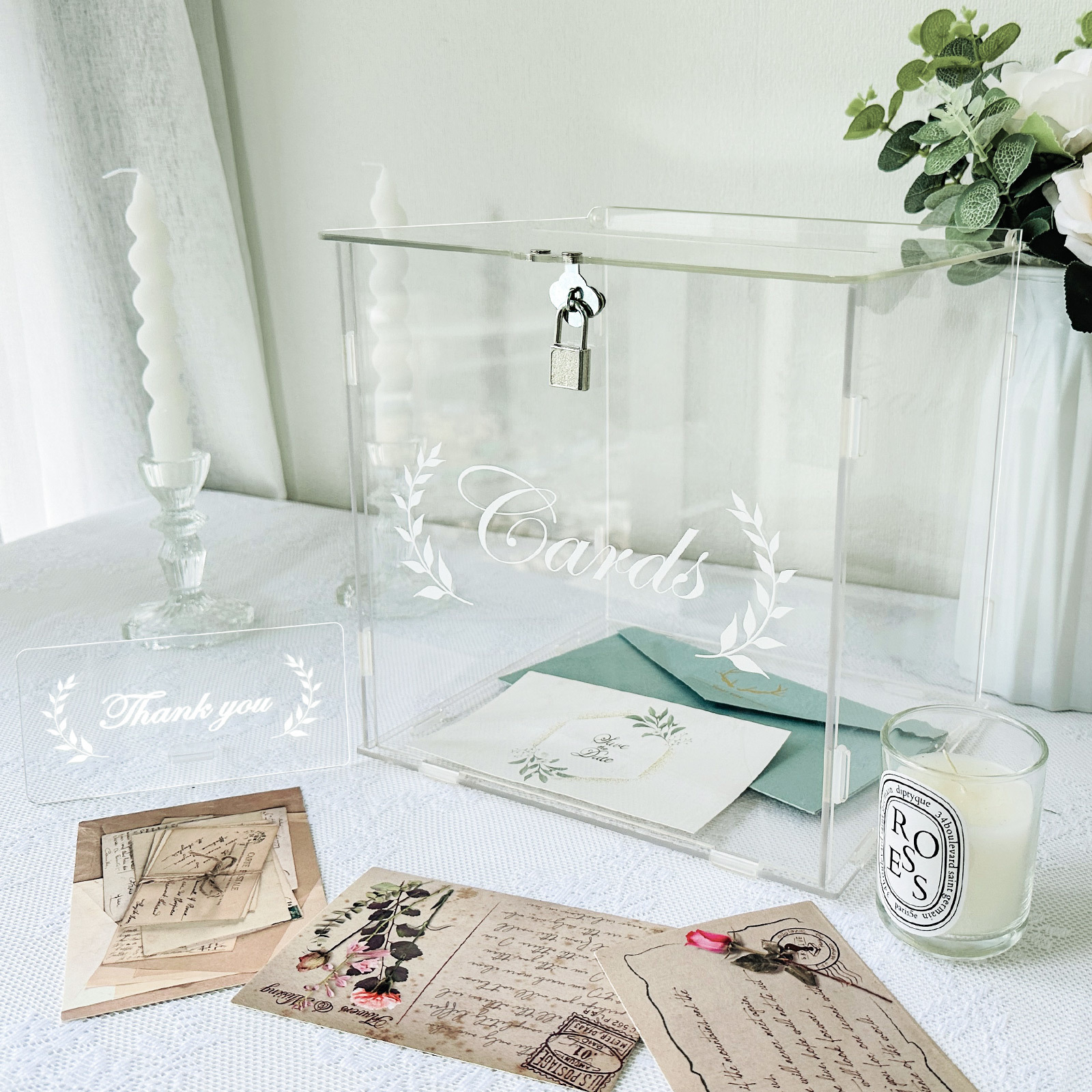Other Event Party Supplies OurWarm Wedding Card Box for Reception Clear with Lock Gift Money Holder For Anniversary 230818