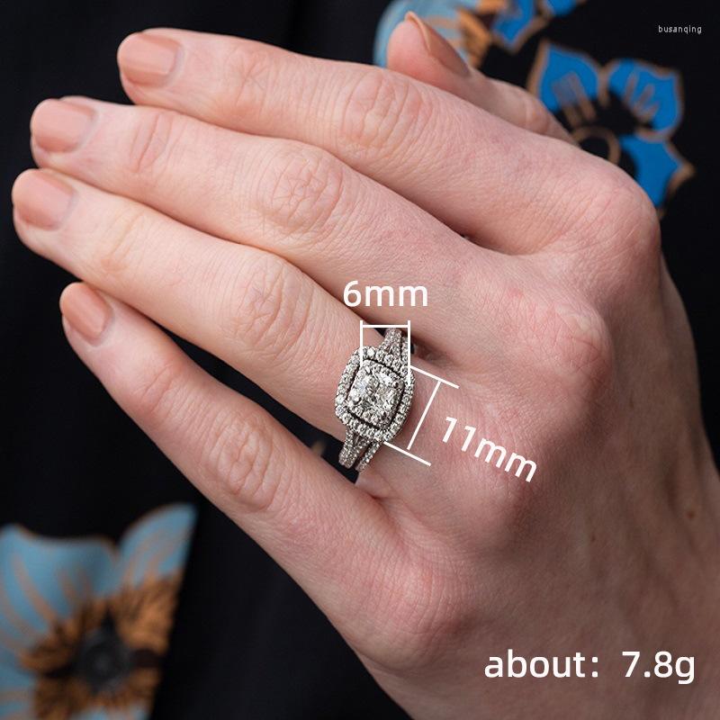 Wedding Rings 3pcs Square Bridal Sets White Zircon Stacking Wave Triple For Women Sier Color Promise Engagement Ring Set Jewelry Gifts