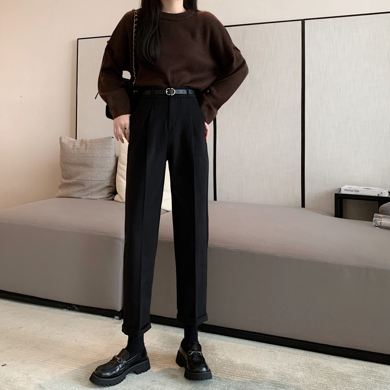 Women's Jeans N5115 high waist slim straight pants warm casual trousers jeans 230821