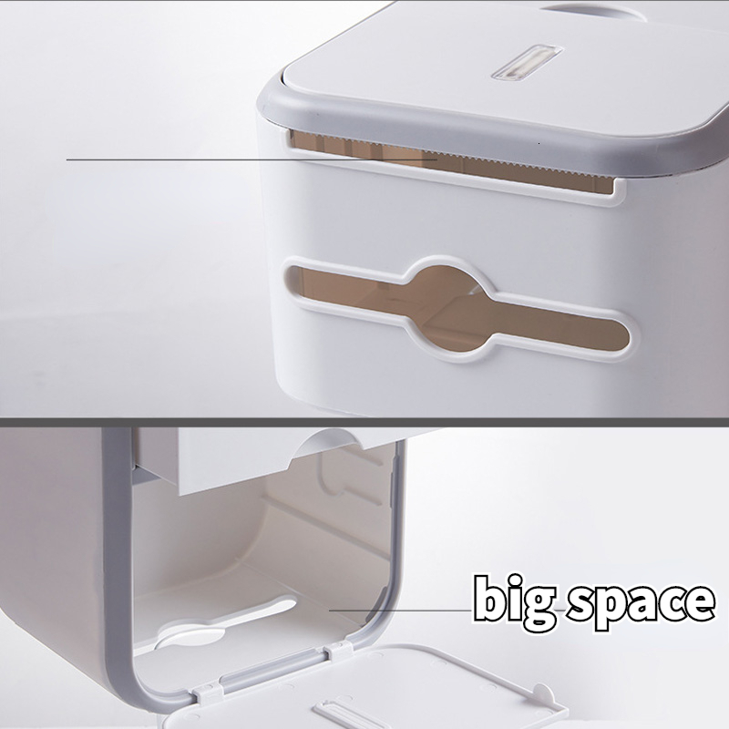 Toilet Paper Holders Punch-free Toilet Paper Holder Box Waterproof Tissue Storage Box Bathroom Rack Wall Mounted Kitchen Bathroom Storage Holder 23082