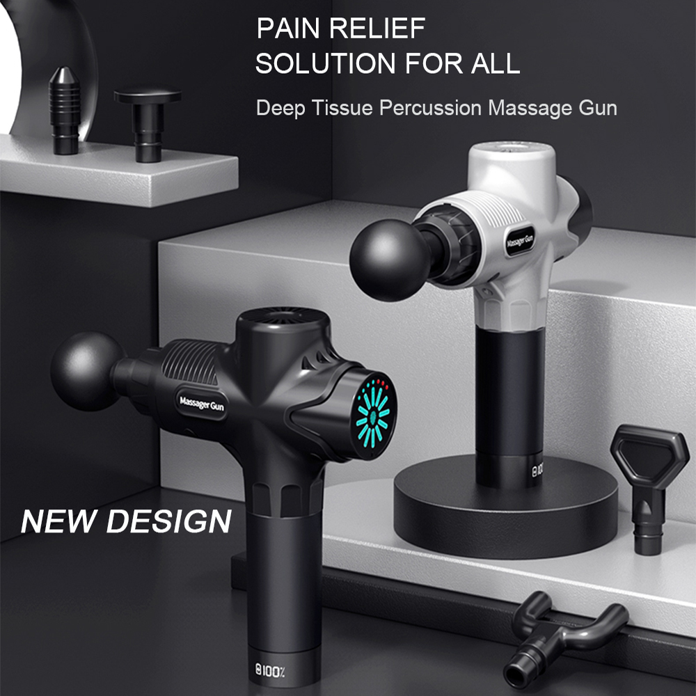 Full Body Massager 1224V High Frequency Professional Massage Gun LCD Electric Percussion Fascial Gun Body Deep Muscle Relax Fitness Pain Relief 230821