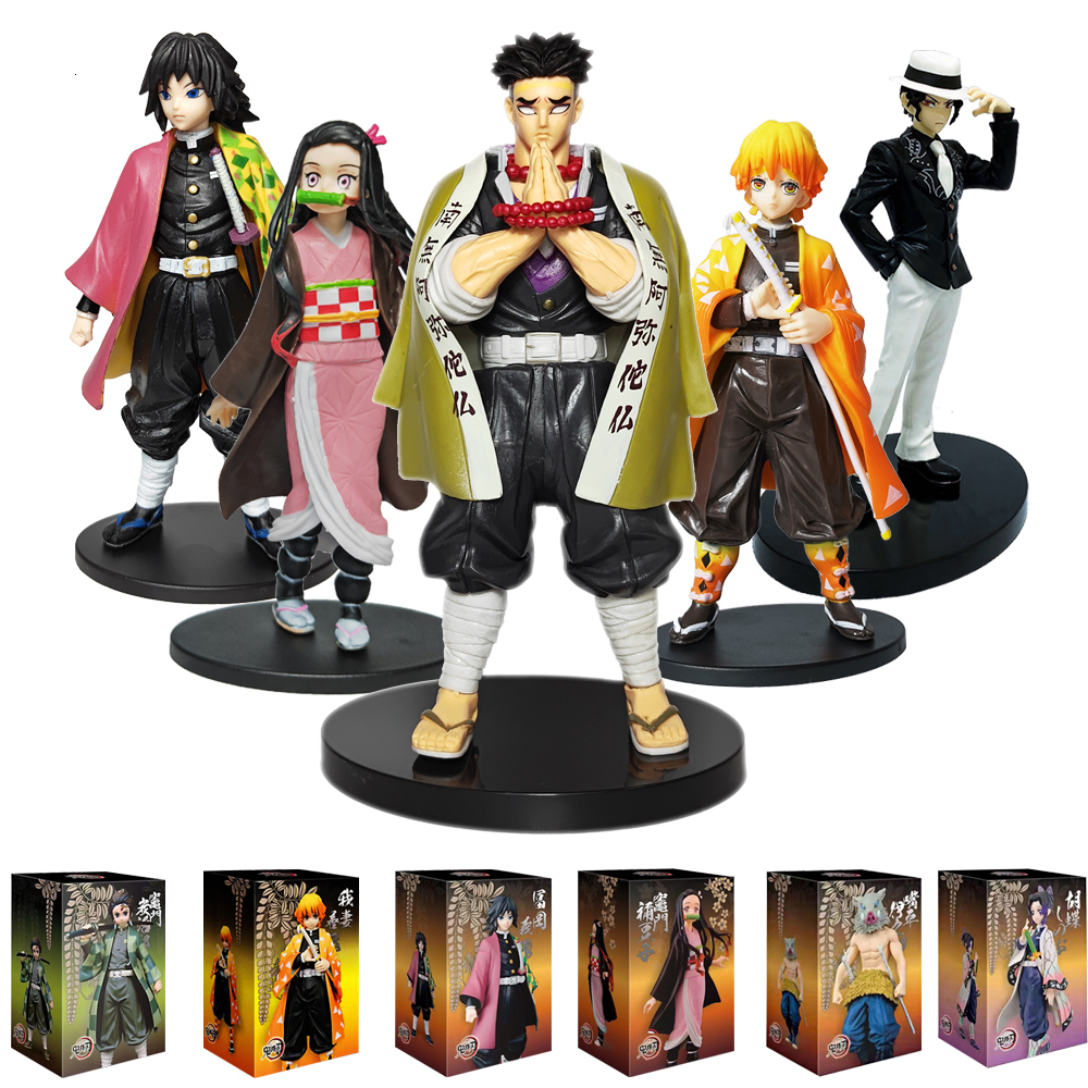 Toy Figures Figurine Demon Slayer Figure Kamado Tanjirou Action Figura Anime Agatsuma Zenitsu Nezuko Warrior No Yaiba Kimetsu PVC Model Toys 230821