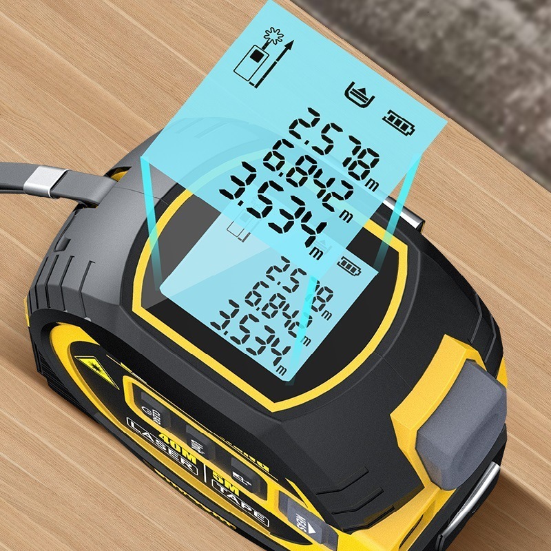 Tape Measures 3 In 1 Laser Tape Measure Rangefinder Infrared High-precision Intelligent Electronic Ruler Cross Line Measuring Instrument Tools 230821